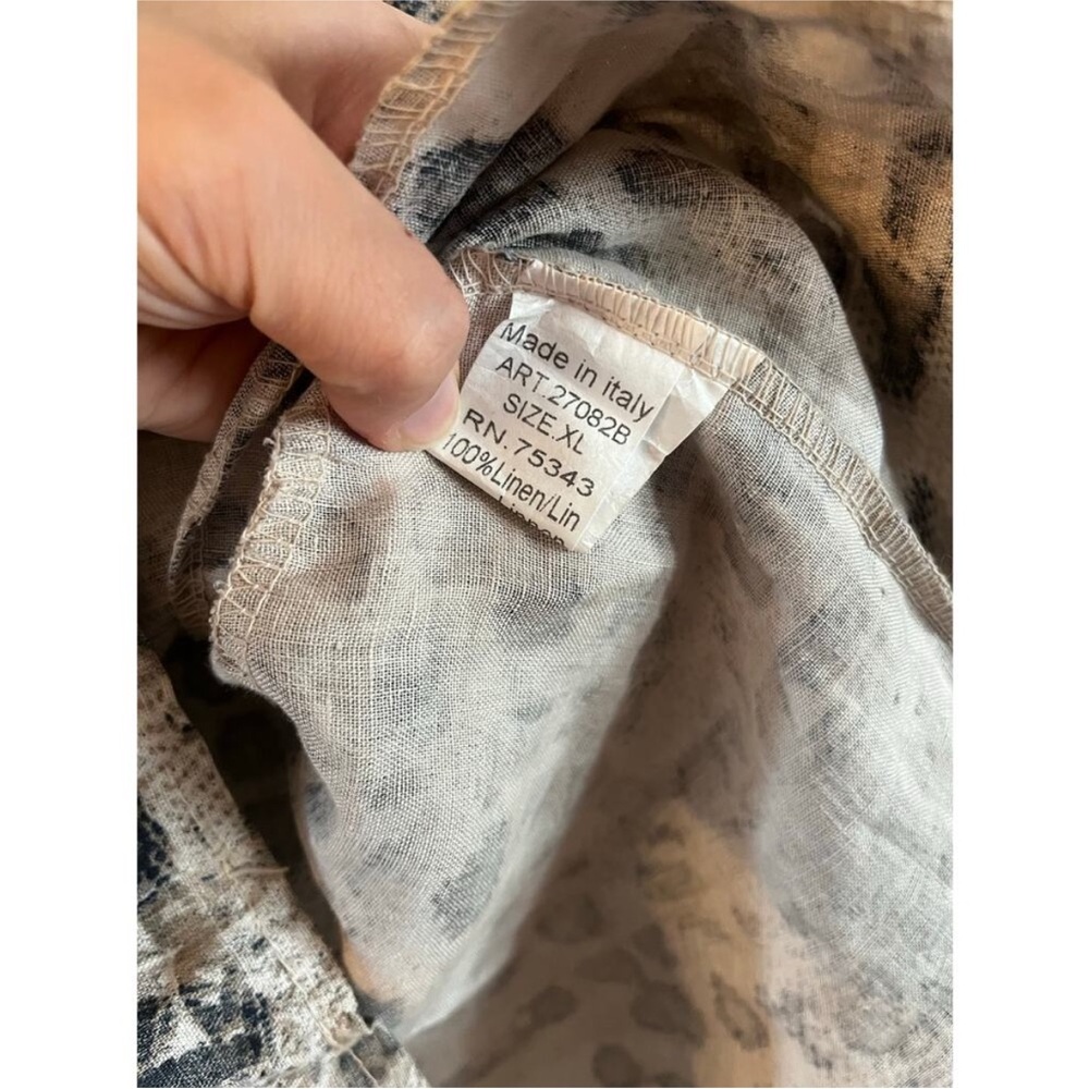 🇮🇹XL Lungo L’arno Women’s 100% Linen Dress Snake Print Pockets Cap Sleeve Italy - Picture 6 of 7